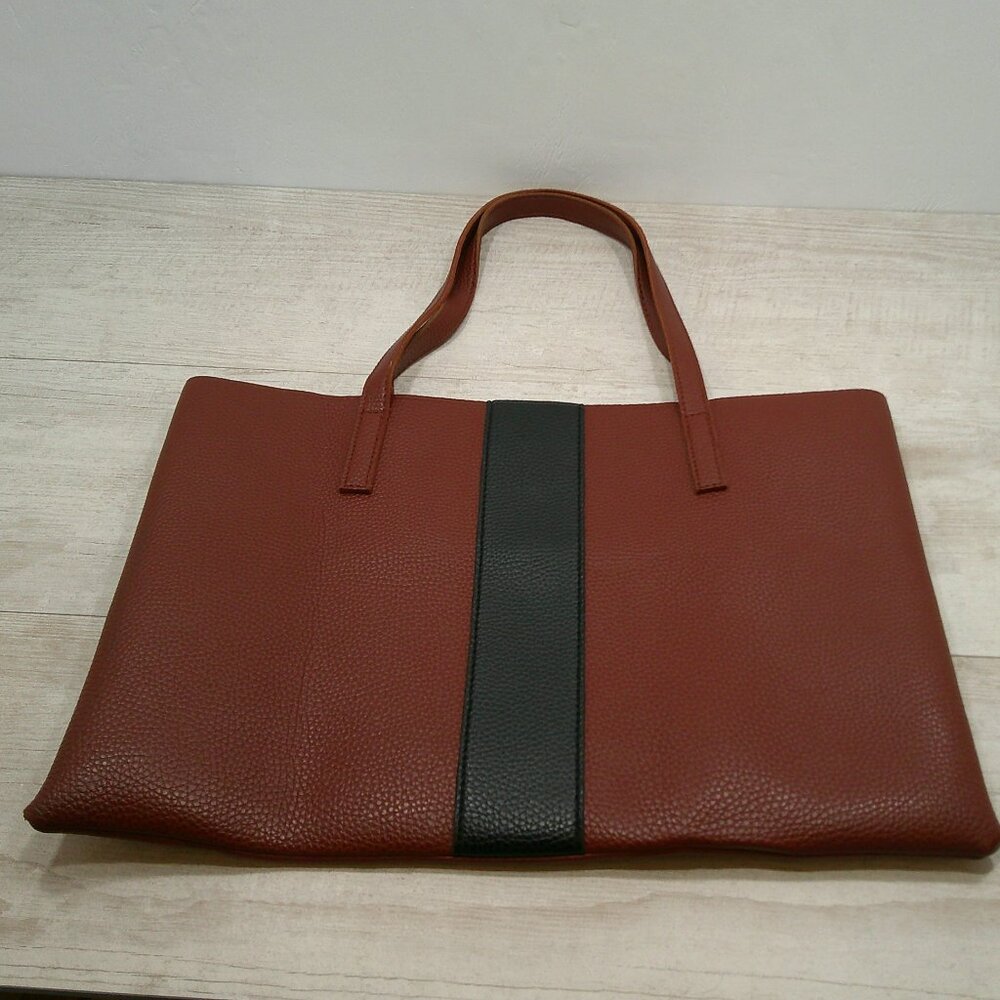 Vince Camuto Luck Tote Bag Vegan Pebbled Leather Red Desert Stripe Work Laptop - Picture 5 of 10